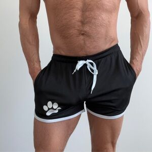 Paw Print Black Athletic Men's Shorts